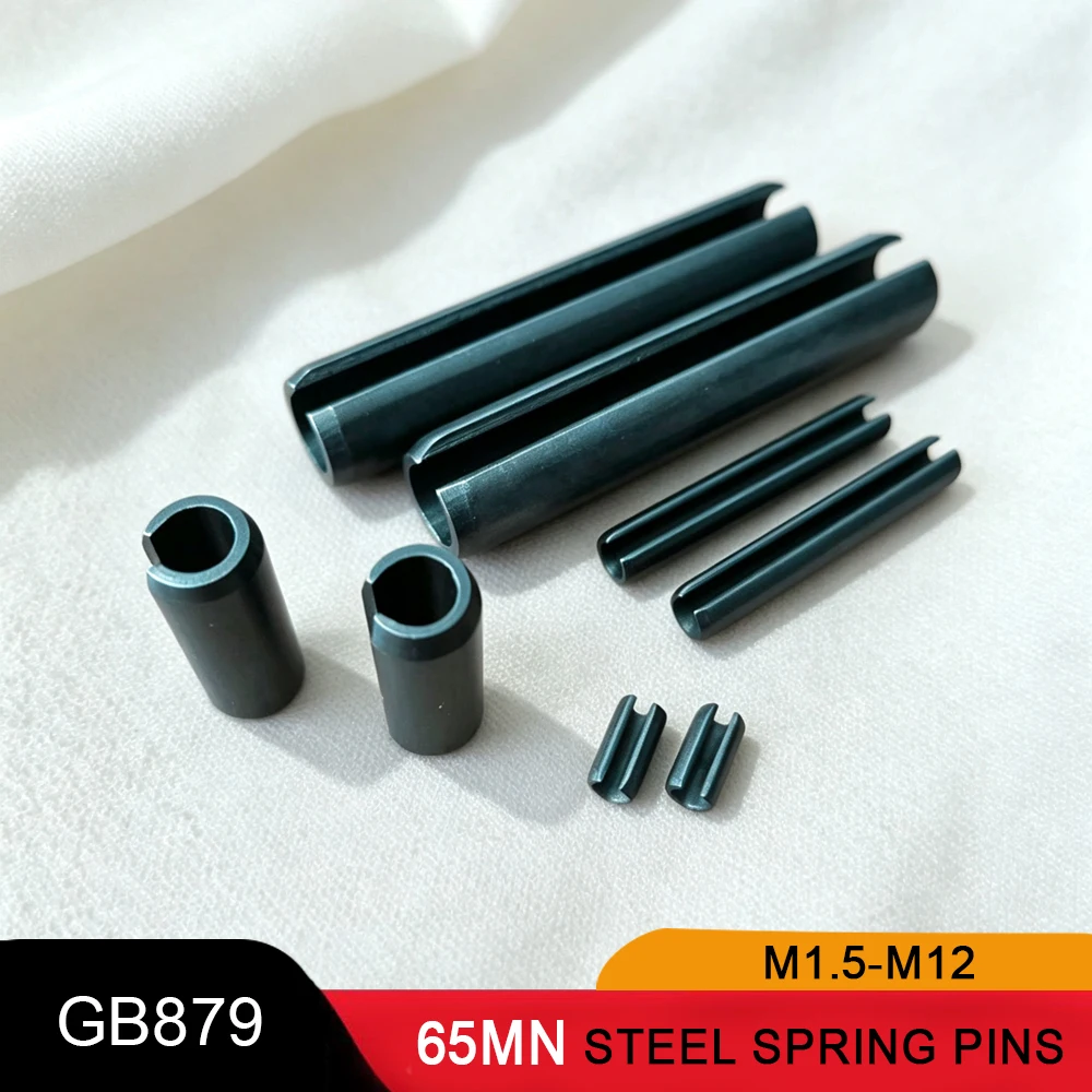 2-100Pcs Black 65Manganese Steel Elastic Cottered Cylindrical Locating Tensioning Tenon Rolling Spring Pin M1.5 M2 M3 M4-M12