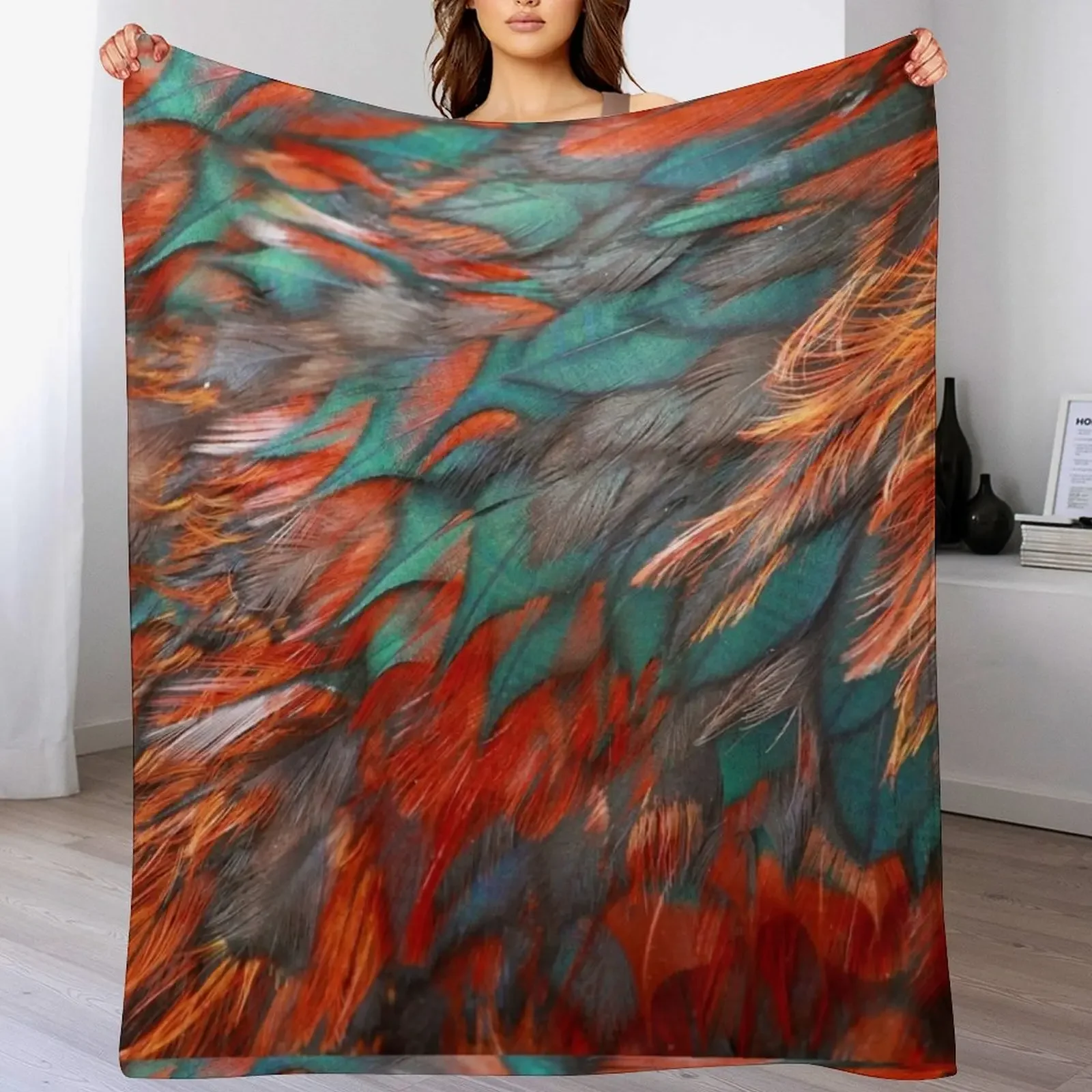 vivid modern Southwest hipster turquoise orange swirls Throw Blanket Spring Fall Cozy Throw Blanket for Couch