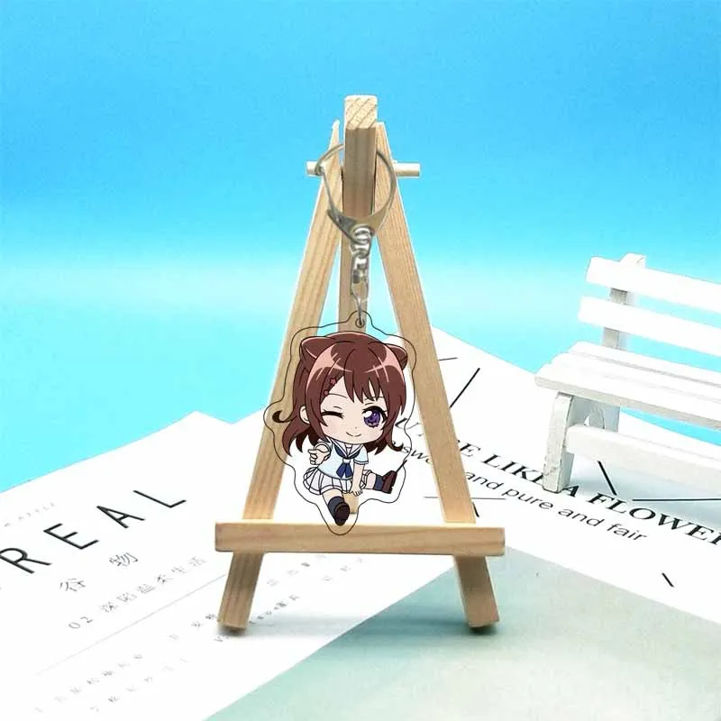 Anime BanG Dream Acrylic Keychain Cartoon Figure Toyama Kasumi Hanazono Tae Ushigome Rimi Pendant Keyring  For Girls Gift 6cm