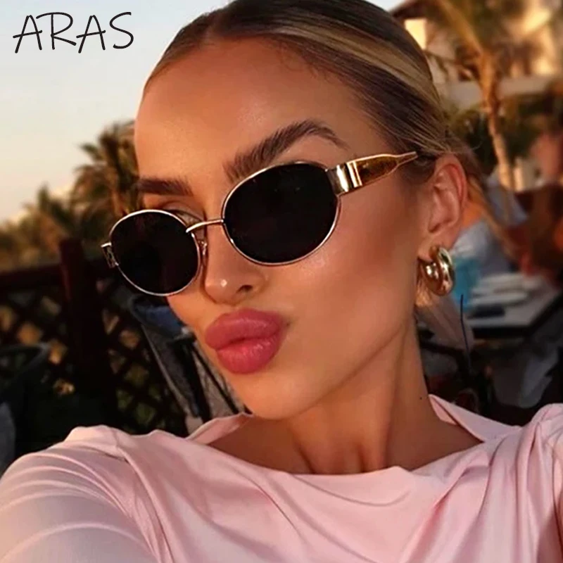 Fashion Oval Sunglasses Women 2024 Luxury Brand Designer Metal Frame Sun Glasses Men Classic Vintage Round Shades UV400 Eyewear