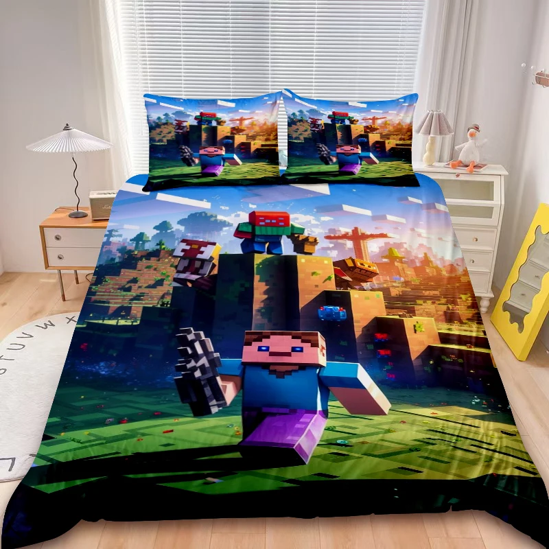 أطفال ماين كرافت 3 قطعة مجموعة غطاء لحاف لعبة ماي وورلد طقم سرير المعزي غطاء الأولاد أطفال للهدايا ديكور غرفة النوم #5