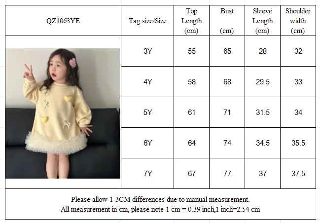 Gelb Süße und Schöne Mädchen Casual Kleidung Bogen Liebe Lange Ärmeln Flauschigen Kleid Herbst Neue Koreanische Version – Detail 1