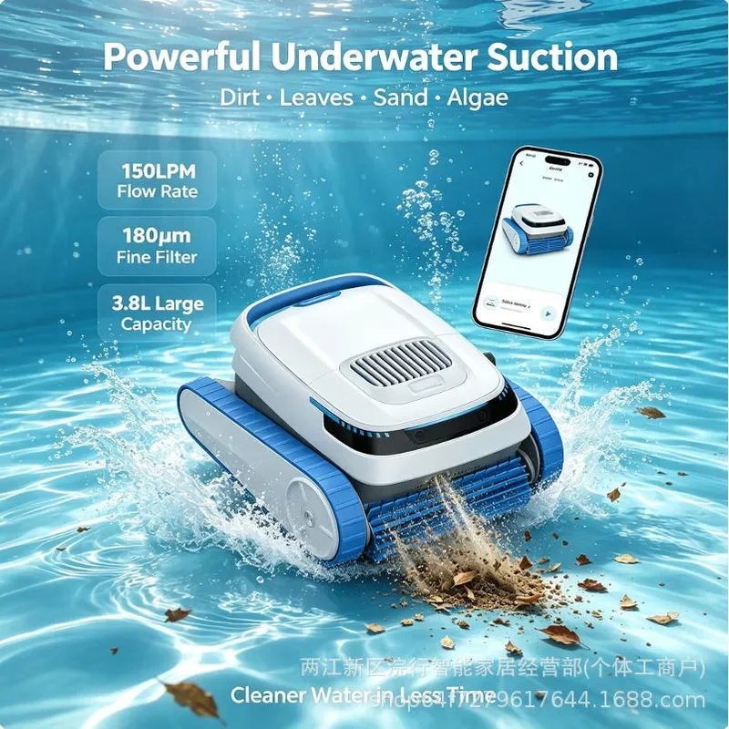 Automatic Pool Cleaning Robot with 2 Hours Battery Life and 150LPM High Flow Pump for Efficient Swimming Pool Floor Debris