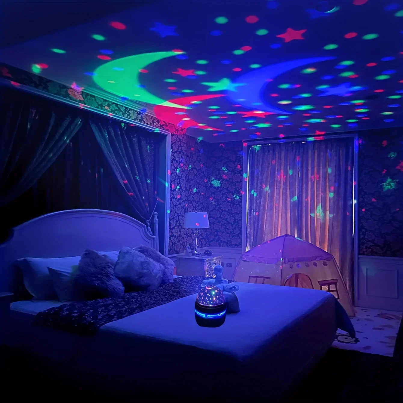 Proiettore Star Galaxy Luce notturna Display cielo colorato Ruota automatica USB Modalità multiple per la decorazione della festa di Natale della camera da letto