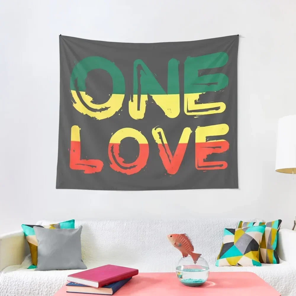 

One Love Reggae Peace Weed Rasta Chill Stoner Quote Tapestry Room Decore Aesthetic Hanging Wall Carpet Wall Tapestry