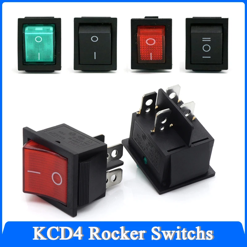 

1~100pcs Rocker Switch KCD4 Seiries Ship Type Electrical equipment 16A 250V / 20A 125VAC Push Button Boat Car Power Switches