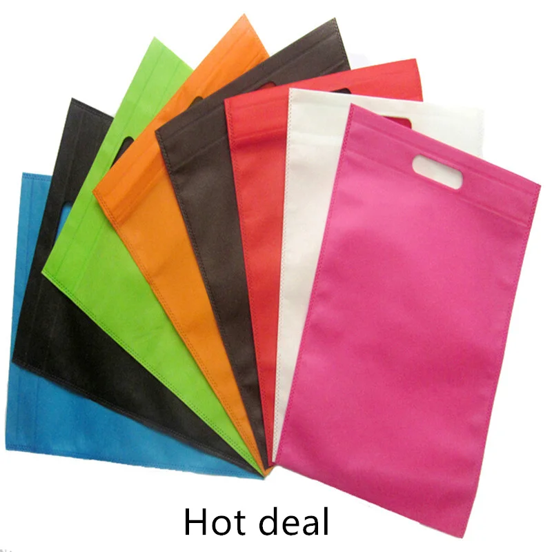 

50 pcs retails High Quality Foldable Shopping Bag Women Reusable Fabric Non-woven Tote Bag Pouch Lunch Eco Bag Grocery Shopping