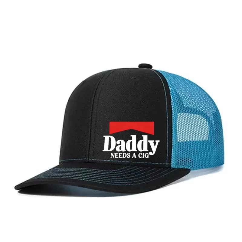 Daddy NEEDS A CIG Printed Adjustable Baseball Cap Snapback Dad Hat Breathable Trucker Mesh Hat Golf Fishing Outdoor Sun Cap