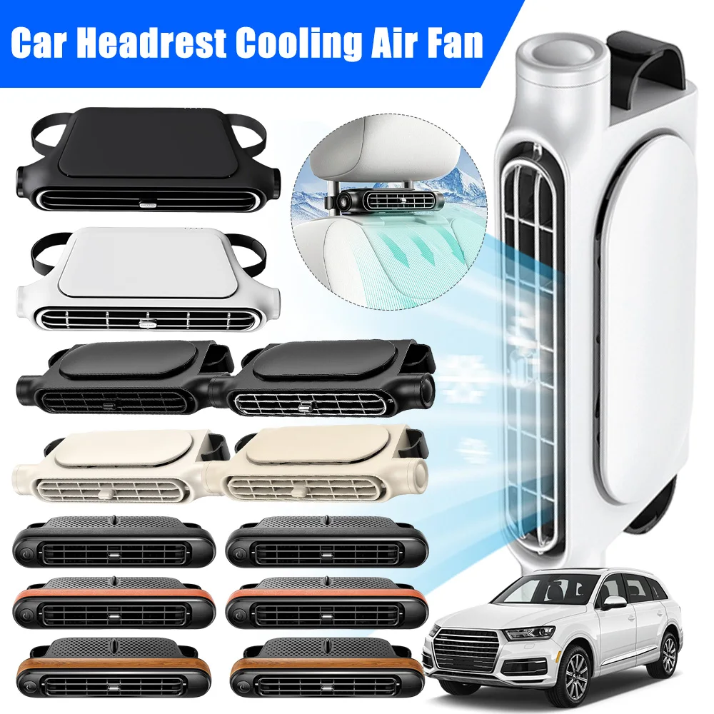 Car Headrest Cooling Air Fan 3 Speeds Adjustable Car Interior Rear Headrest Fan Cooler Summer Air Cooling Fan Car Accessories ﻿