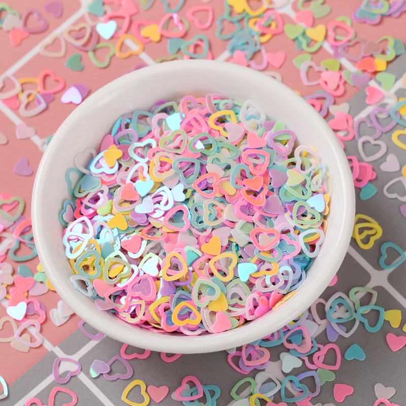 20g/Bag Love Heart 6mm PVC Confetti Glitter Sequins For Crafts Nail Art Decoration Paillettes Sequin DIY Sewing Accessories Girl