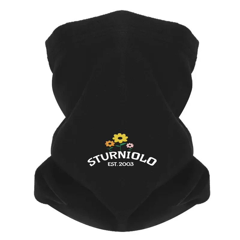 Flowers,yellow,orange,pink on black background Men Windproof Scarf Mask Neck Gaiter Hat Women cap Headgear Outdoor Keep Warm Win