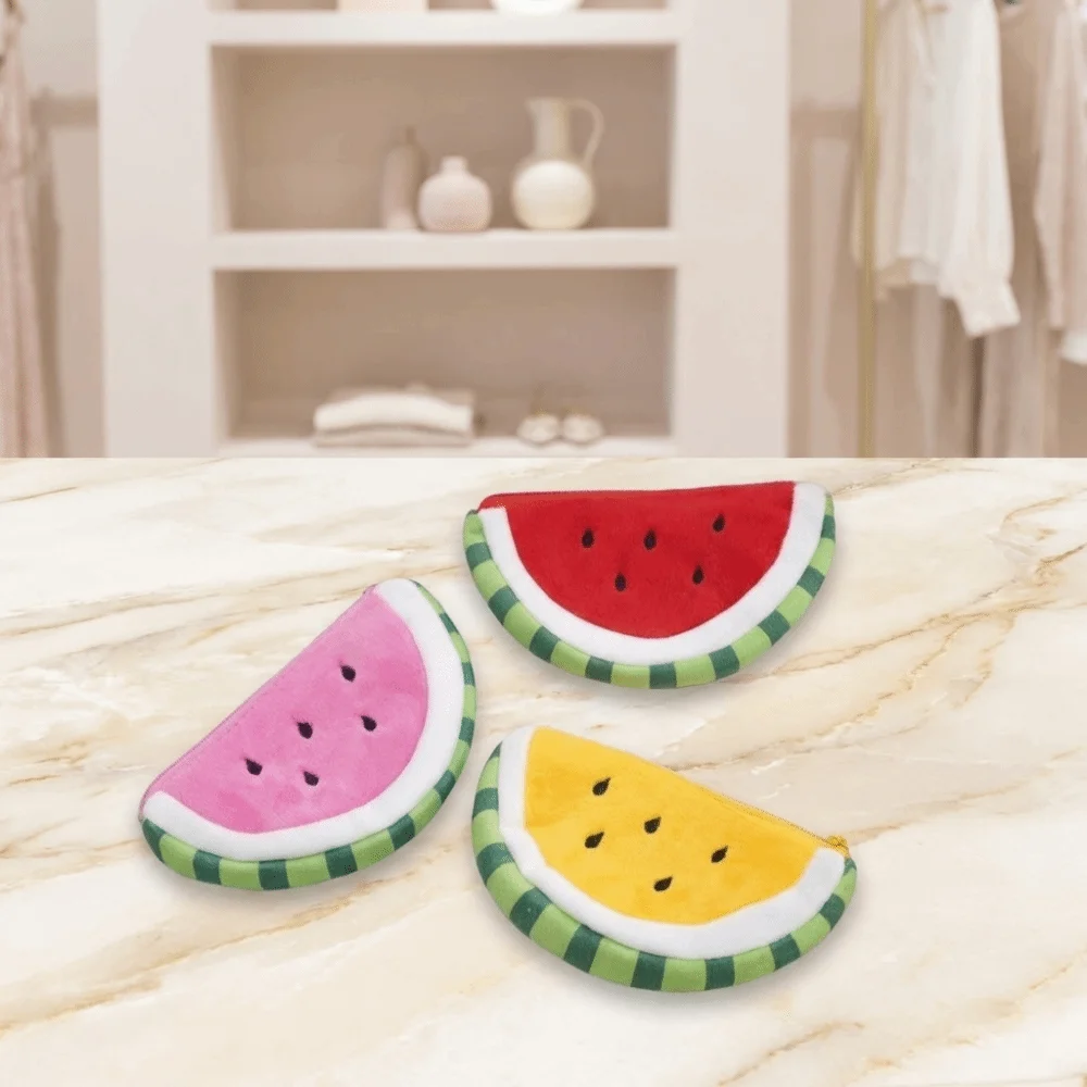 Soft Watermelon Coin Purse Zipper Cute Fruit Wallet Earphone Storage Keychain Charm Cartoon Mini Card Bag Students