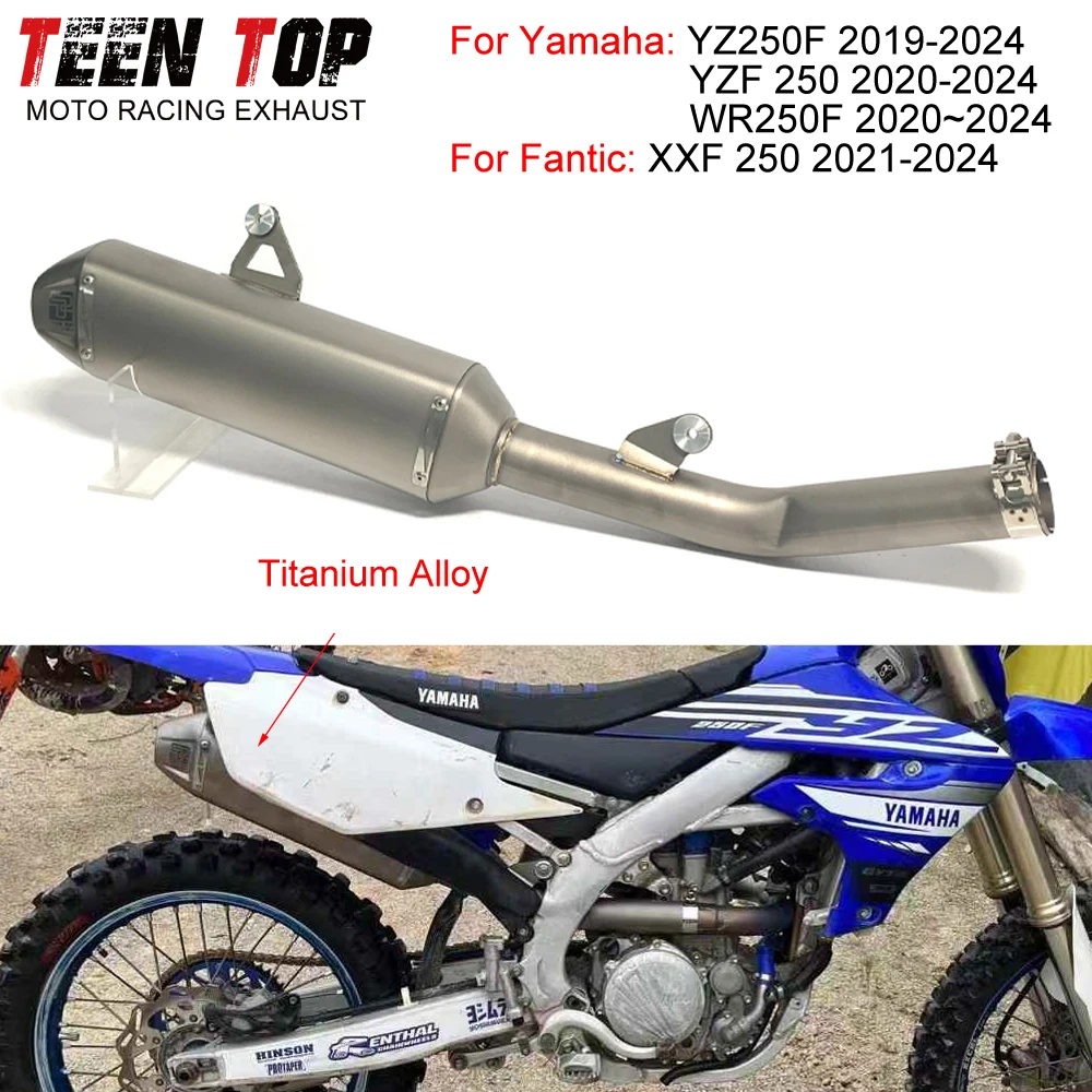 Titanium Alloy Slip-on Exhaust YZF250 YZ250F Exhaust Pipe Muffler 48MM Connect Original Moto Escape yzf250 2020-2024 Tube