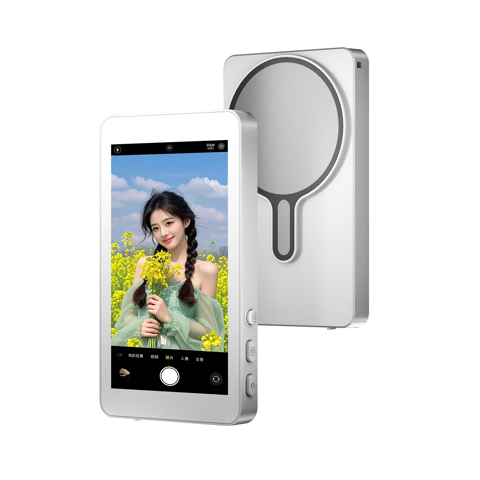 شاشة مراقبة سيلفي لمدونة الفيديو المغناطيسية للهاتف الخلفي وشاشة الكاميرا الخلفية للهاتف المحمول الذي يعمل بنظام Android iPhone