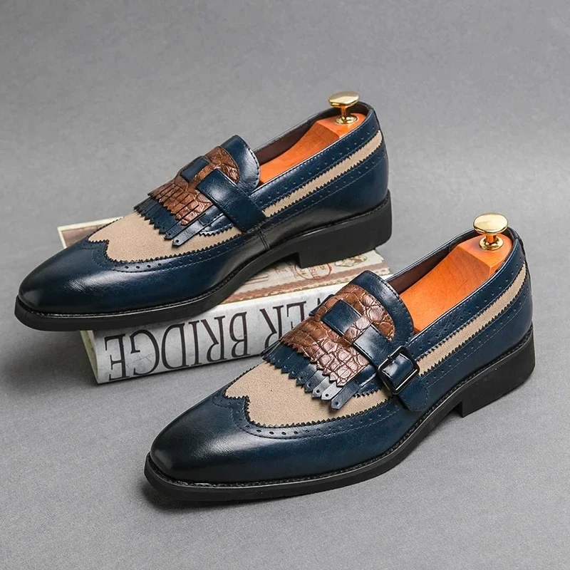 Men Fashion Classic Lefu Shoes Pointed Metal Buckle Party Office Business Block Shoes Size 38-46 Men Shoes