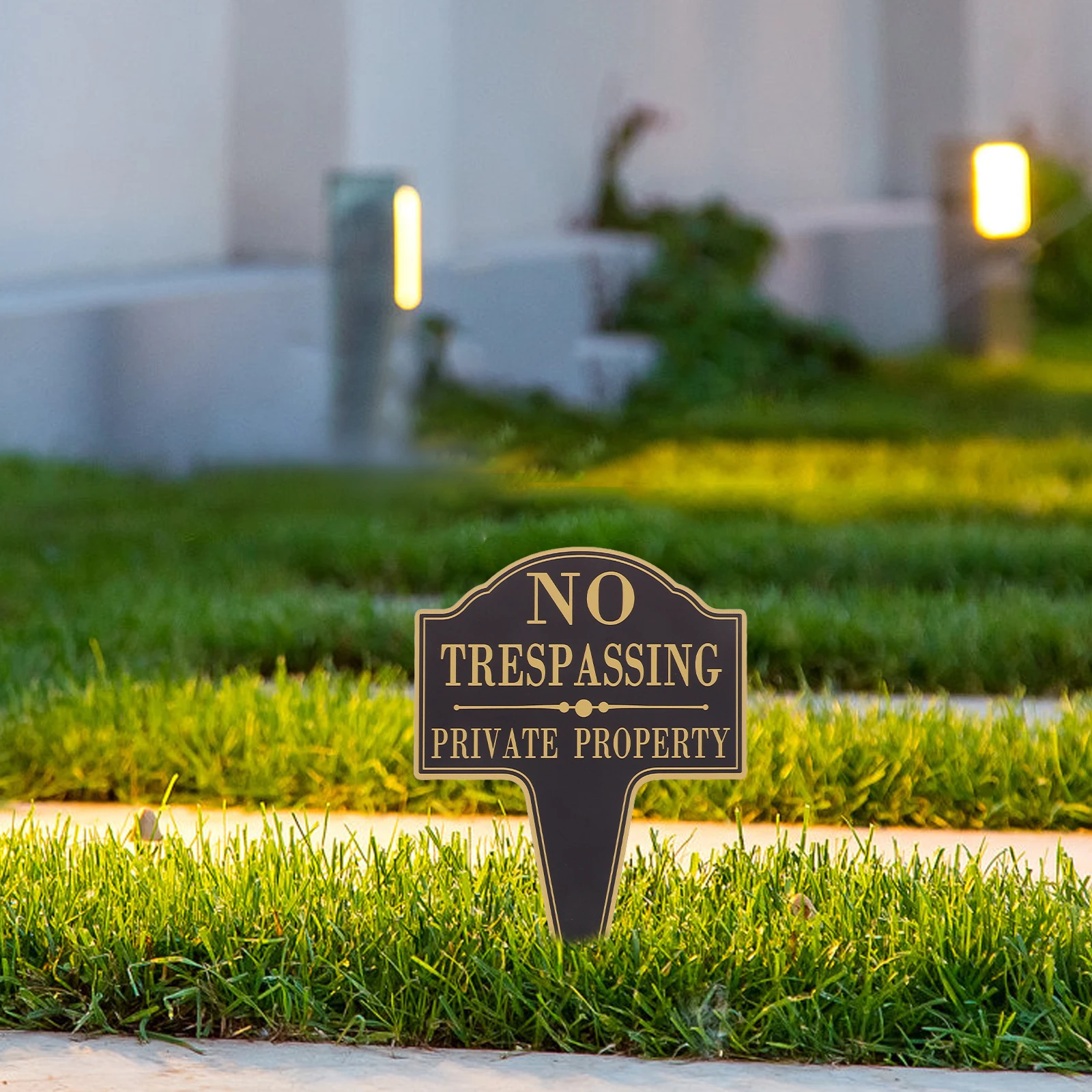 

No Trespassing Sign Yard Double Sided Landscape Aluminum Security Signs for Home Private Metal Warn Stake