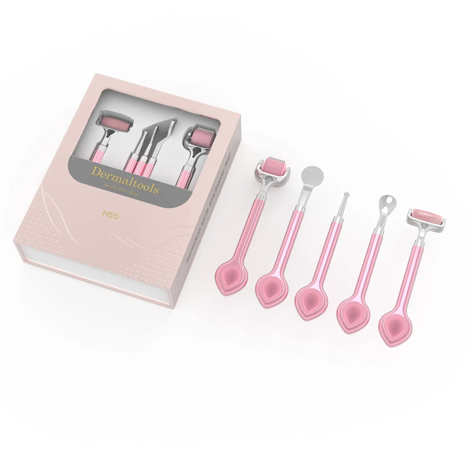 Ensemble de soins du visage portable, rouleau de massage en jade, outil d'acupression multifonctionnel
