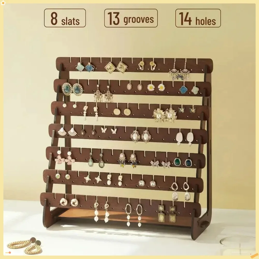 

Retro-style wooden earring rack for home living room and bedroom desktop, simple decorative item display stand
