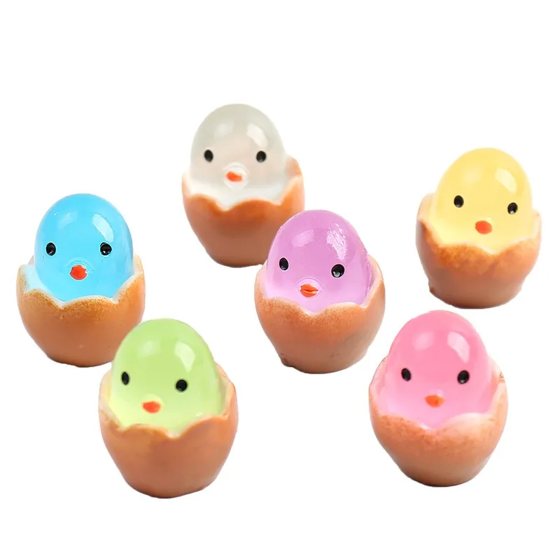 Luminous Eggs Resin Miniatures Birth Egg Glow At Night Fairy Garden DIY Accessories Mini Figurines Desk Decoration Resin Toys