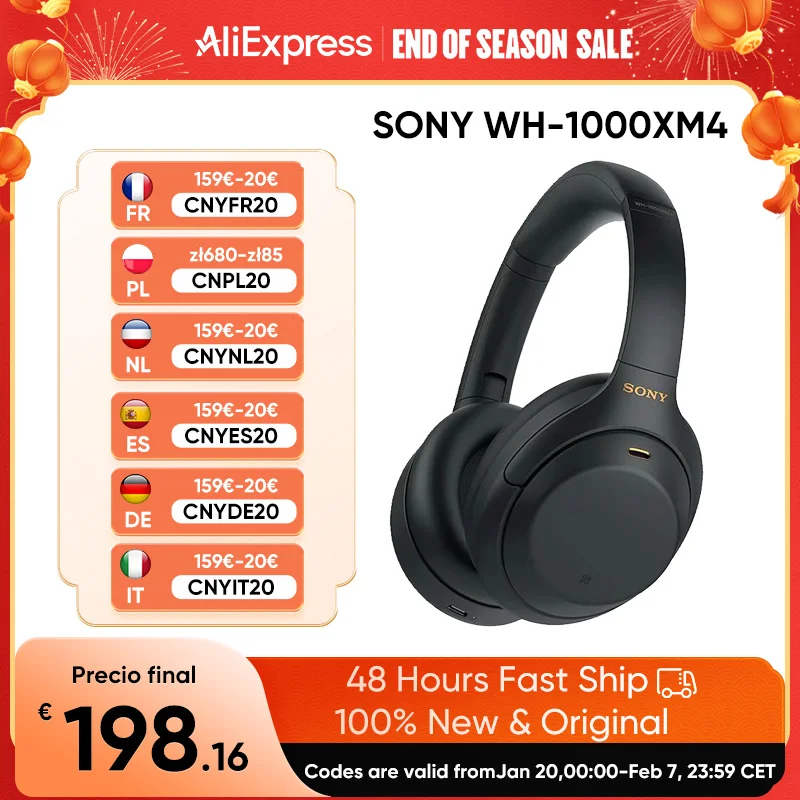 SONY WH-1000XM4 Wireless Noise Canceling Headphone Multi-point Bluetooth Connection Built-in microphone Fast charging NFC BT5.0