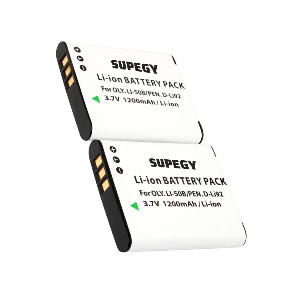 2-Pack LI-50B High-Capacity Replacement Batteries 1200mAh for Select Olympus Stylus Tough Series Digital Cameras