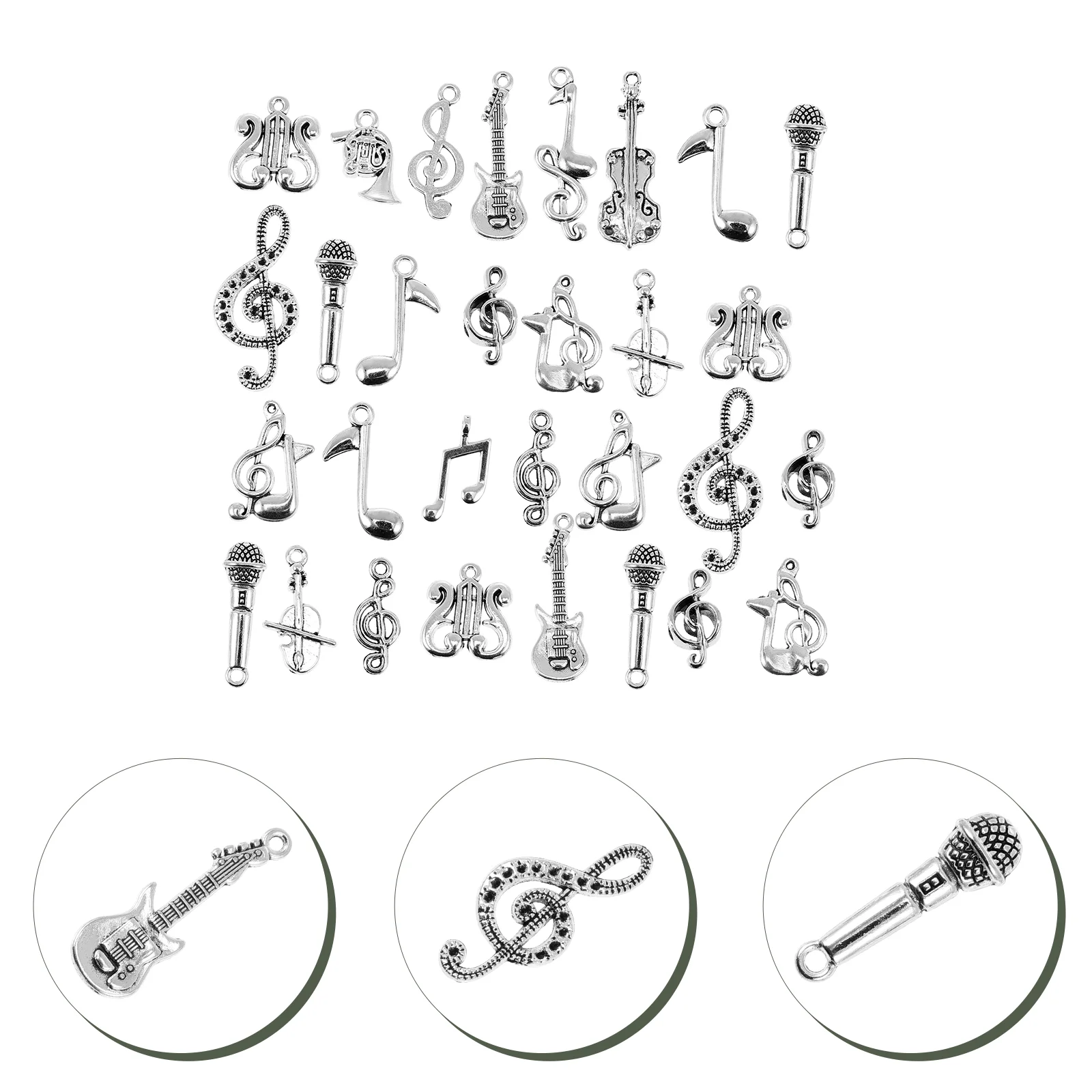 70 Pcs Music Symbol Pendant Musical Note Charms Decoration for DIY Keychain Ukulele Alloy Accessories Jewelry Making