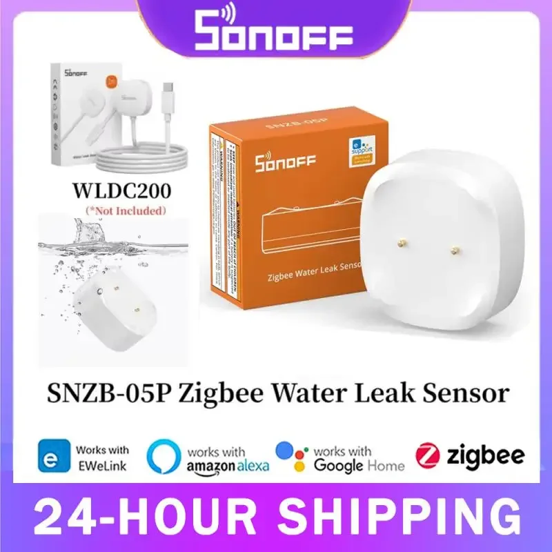 SONOFF SNZB-05P Zigbee 3.0 Water Leak Detector 5 Years Lifetime IP67 Waterproof Remote Control Smart Home With Alexa Google Home