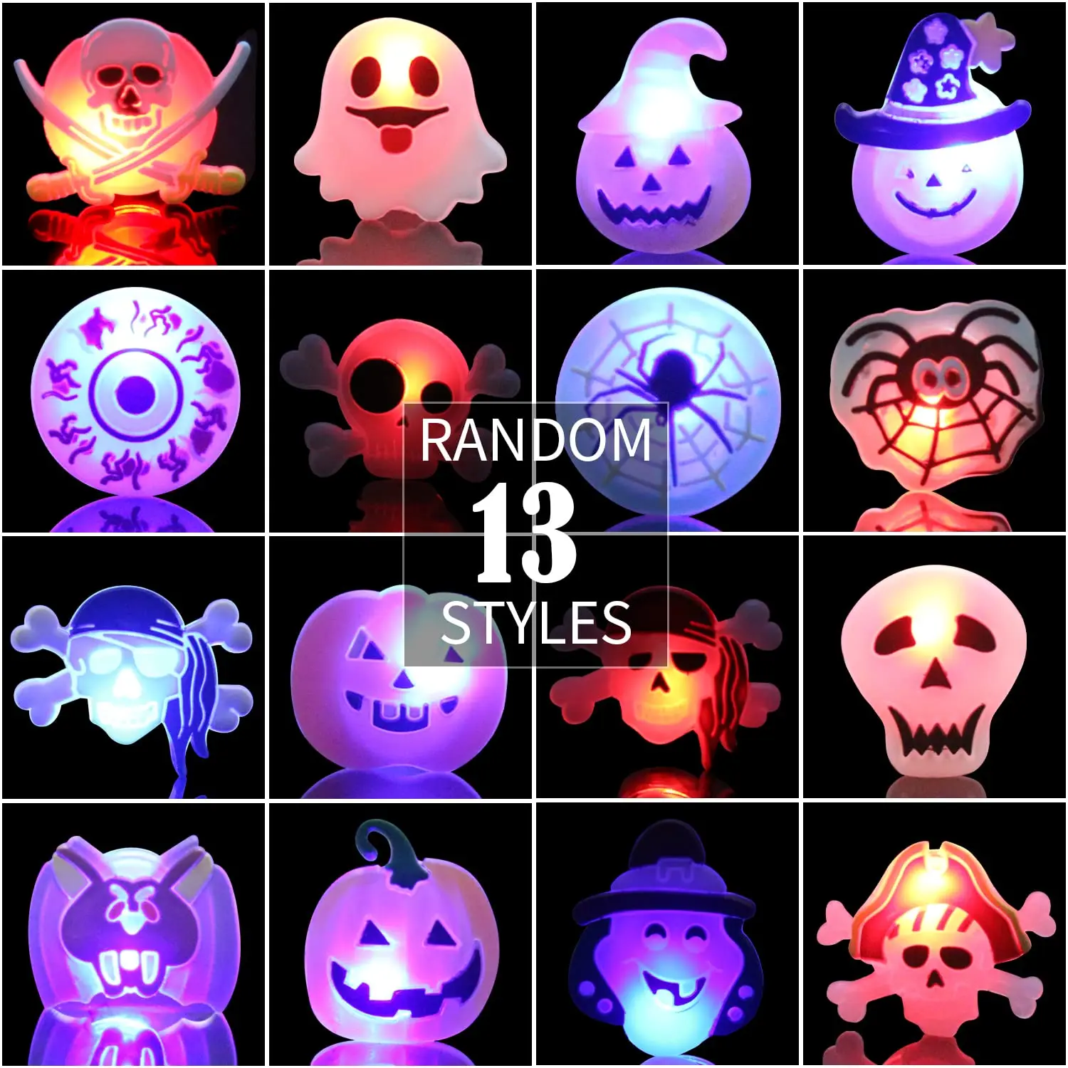 Halloween Light Up Rings for Kids,50 Pcs LED Flashing Ring Toys for Halloween Kids Party Favors Prizes and Goodie Bag Fillers gallery 5