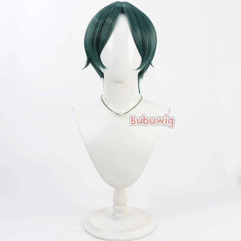 Bubuwig الشعر الاصطناعية Juji Yusurube تأثيري الباروكات Tougen Anki Juji Yusurube 30 سنتيمتر قصيرة مستقيم الأخضر الرجال شعر مستعار مقاومة للحرارة