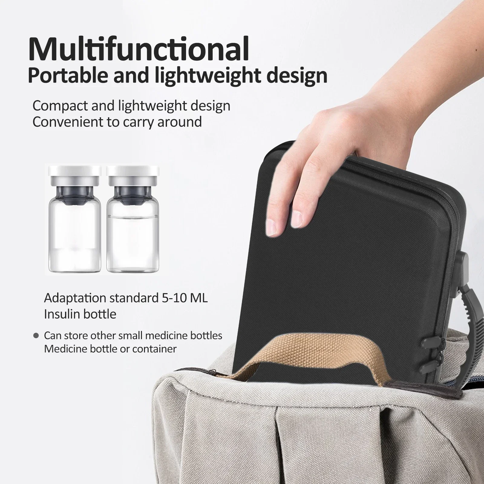 Portable Insulin Cooling Storage Box 60 Slot Insulin Vial Protector Case Suitable for Standard 5-10ml Vial Medicine Organizer