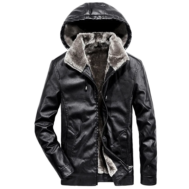 Velvet Youth Lapel Black Digging Bag Combined Hooded Zipper Casual Jacket