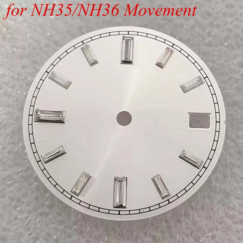 Watch Face 28.5MM Watch Dial for NH35/NH36 Movement Stone Studs Dial Sunburst No Luminous Accessories