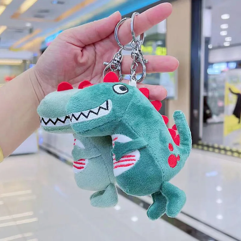 12CM Weird Scary Schlüsselanhänger Cute Doll Dinosaur Ornaments Bag Doll Dinosaur Keychain Plush Mini Trendy Kids Christmas Gift