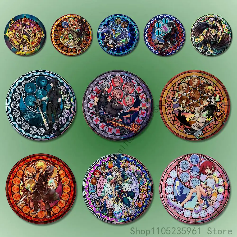 

F-Final F-Fantasy 58mm 44mm HD Print Brooch Badges Pretty Derby Round Display Brooches Lapel Pins Custom