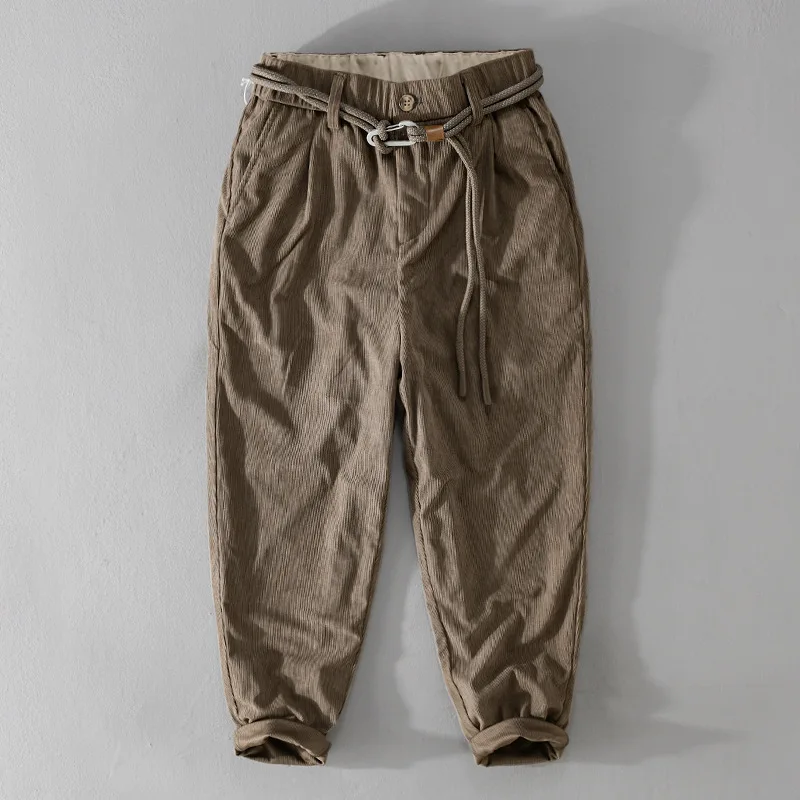 

Retro Corduroy Slim Fit Casual Pants Men's Loose Comfortable Trendy Youth Straight Leg Long Trousers Autumn Winter Faion