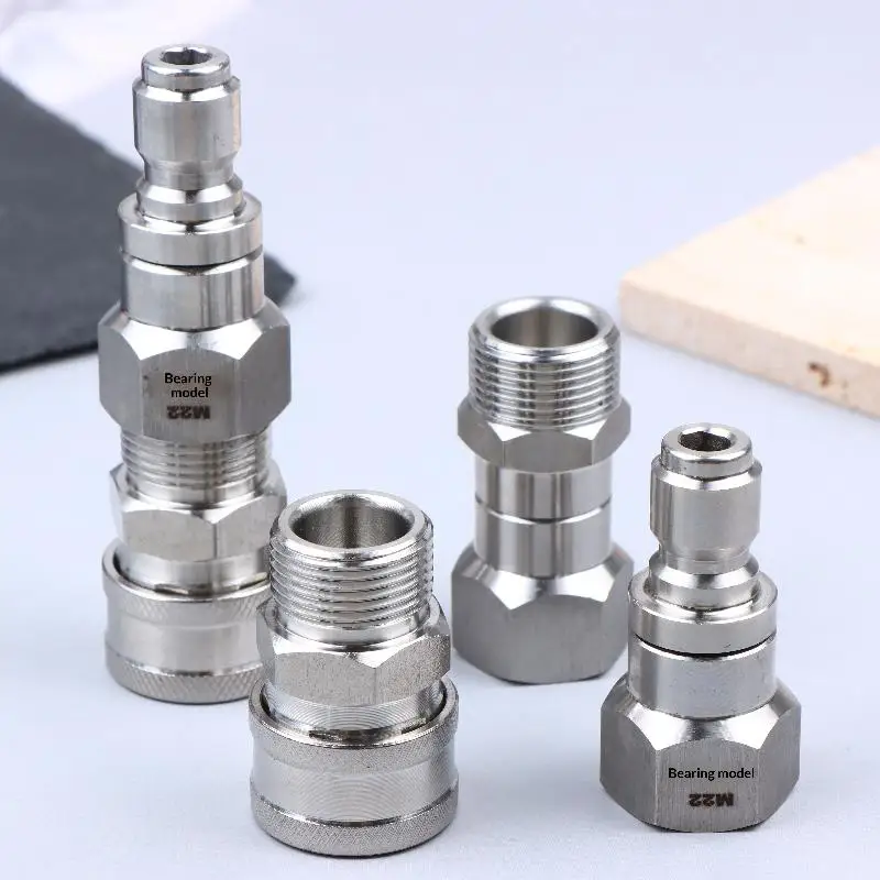 New！M22 14mm/15mm Pressure Washer Swivel Fitting - 360° Kink Free Anti-Twist 5000PSI  To Hose Male Thread
