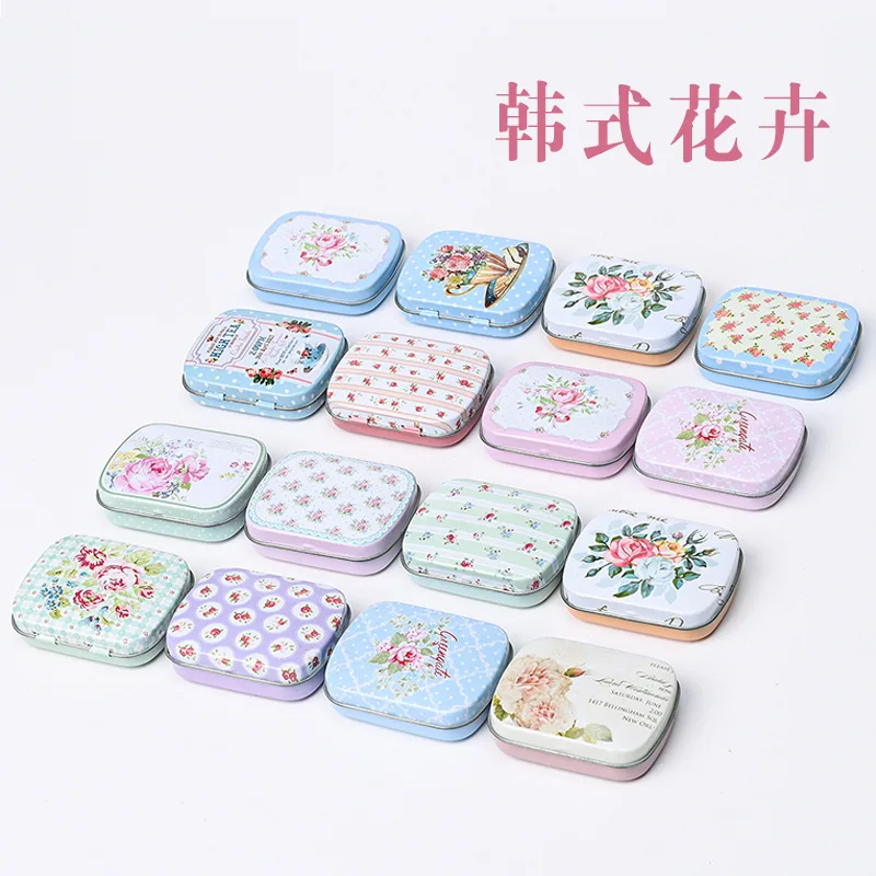 16 Pcs  Mermaid, Flamingo Flower Mini Cover Iron Tin Metal Case / Headset Can/Pill Box /Candy Chewing Gum Storage Gift