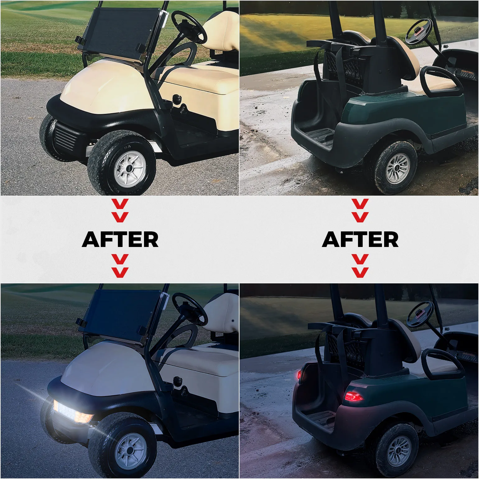 Golf Cart Upgrade Street Legal Scheinwerfer-Kits Bremsblinker Rücklichthorn für Club Car Precedent ab 2004 Gas/Elektro