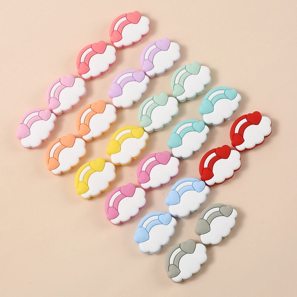 10Pcs 22x30mm Cartoon Clouds Silicone Bead For Nursing Teether Chew Toy DIY Necklace Bracelet Baby Pacifier Chain Jewelry Making