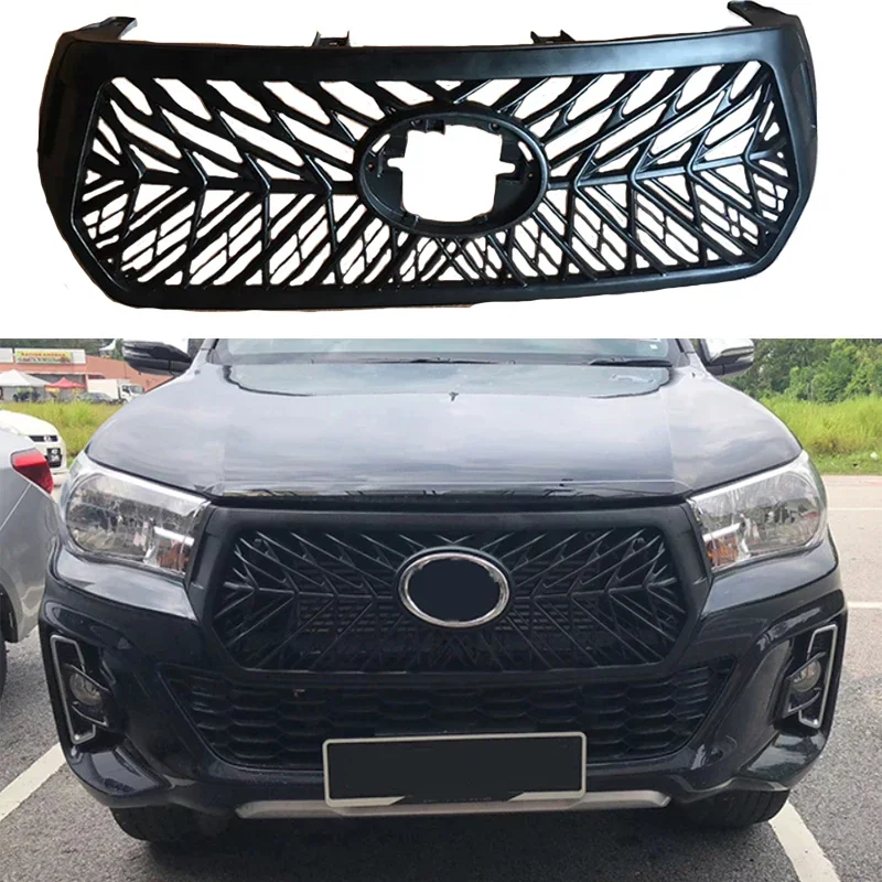 

New！ FIT FOR HILUX 2018 PICKUP CAR MATTE BLACK MODIFIED RACING GRILLE GRILL MESH MASK TRIMS COVER GRILLS