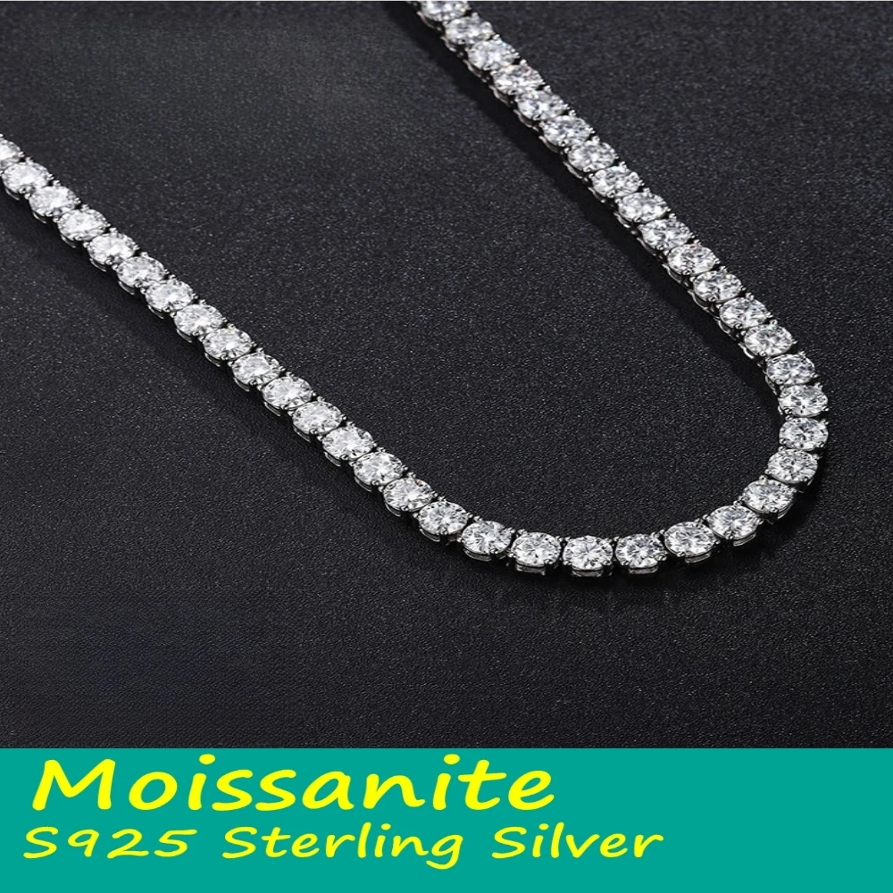 

3/4/5mm D Color VVS1 S925 Sterling Silver Moissanite Tennis Necklace GRA Certified Lab Diamond for Women Man Jewellery