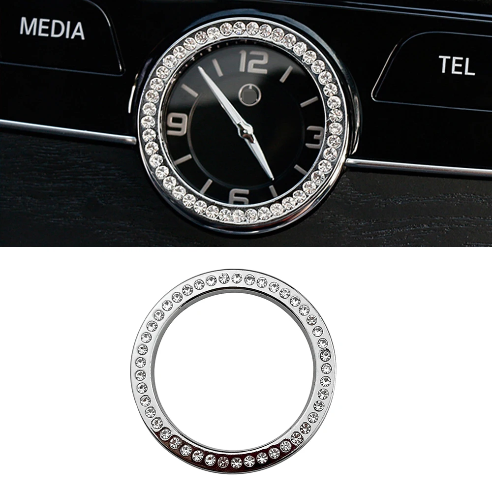 For Mercedes Benz C Class W205 2015-2018 Central Console Clock Watch Frame Artificial Crystal Diamond Ring Trim Styling Decal