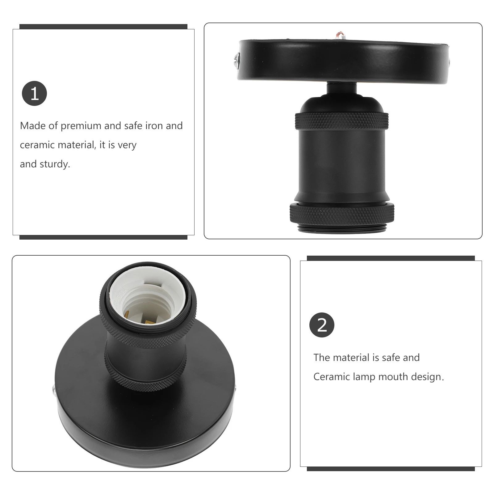 

E27 Ceramic Accessory Light Socket Head Vintage Iron Base Socket Light Holder Pendant Bulb Fixture Replacement