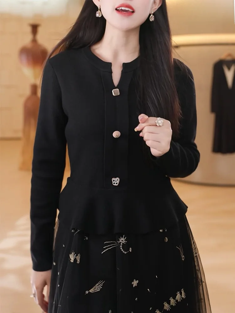 

Ele round Ne Top plus Size Faionable Versatile Slimming French Sle Women's Premium Clothing Fall 2025 New Arrival