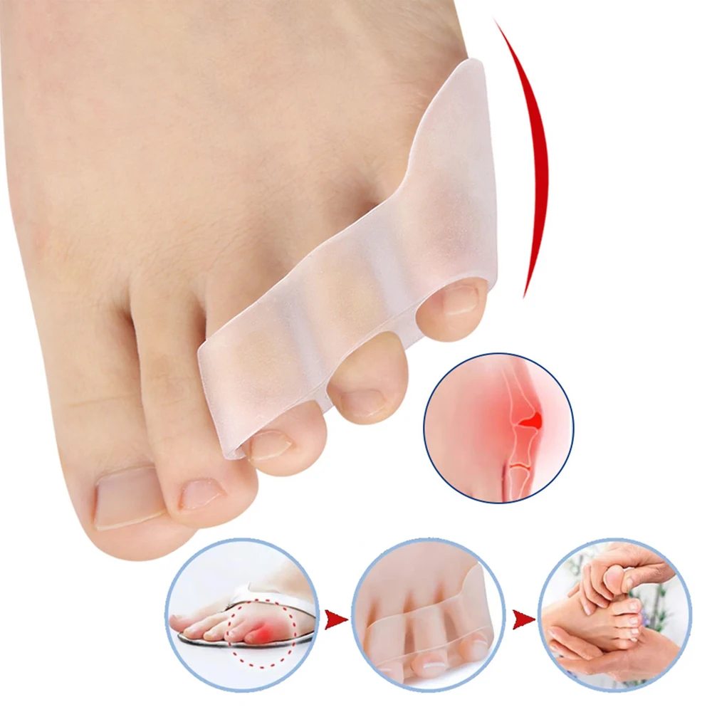 

1Pair Transparent Silicone Gel Straightener Pain Relief Toe Protector Three-Hole Little Toe Bunion Foot Care Tools