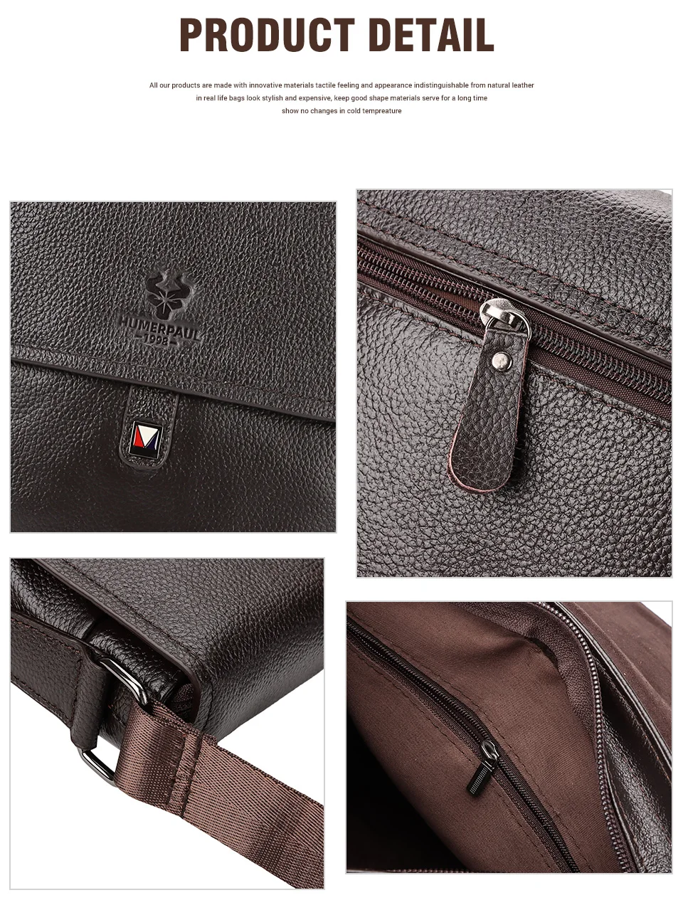 Humerpaul Herren Echt leder Umhängetaschen Business männliche Umhängetaschen für die Arbeit hochwertige Reise Schulter tasche – Detail 10