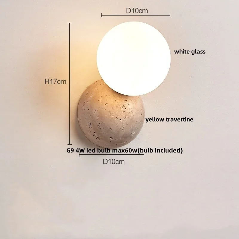 Modern Wabi Sabi Limestone Wall Light Sconce Waterproof Natural Stone LED Outdoor Light Garden Courtyard Foyer Home Decoration