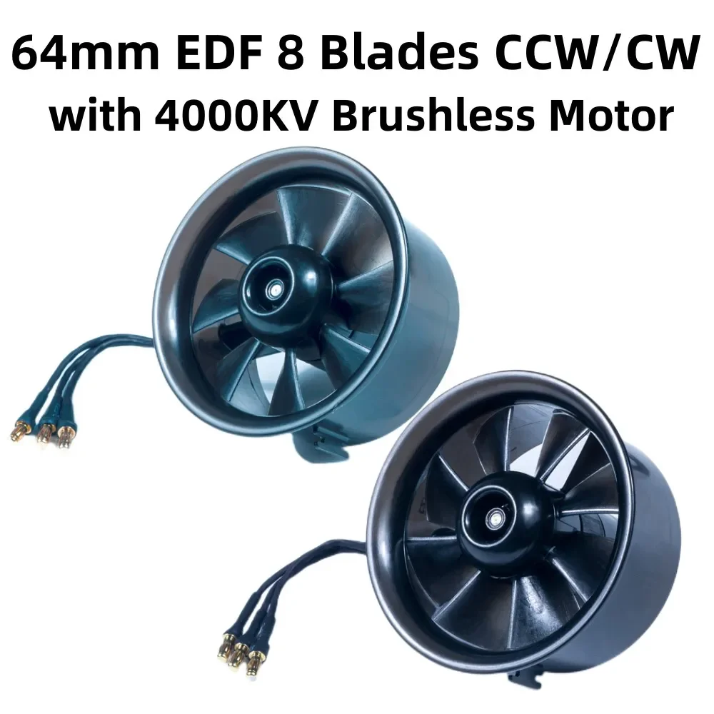 

64mm EDF 8 Blades CCW/CW Ducted Fan with 3S Lipo 4000KV Brushless Motor for RC Jet Plane Plane EDF RC Helicopter DIY Parts