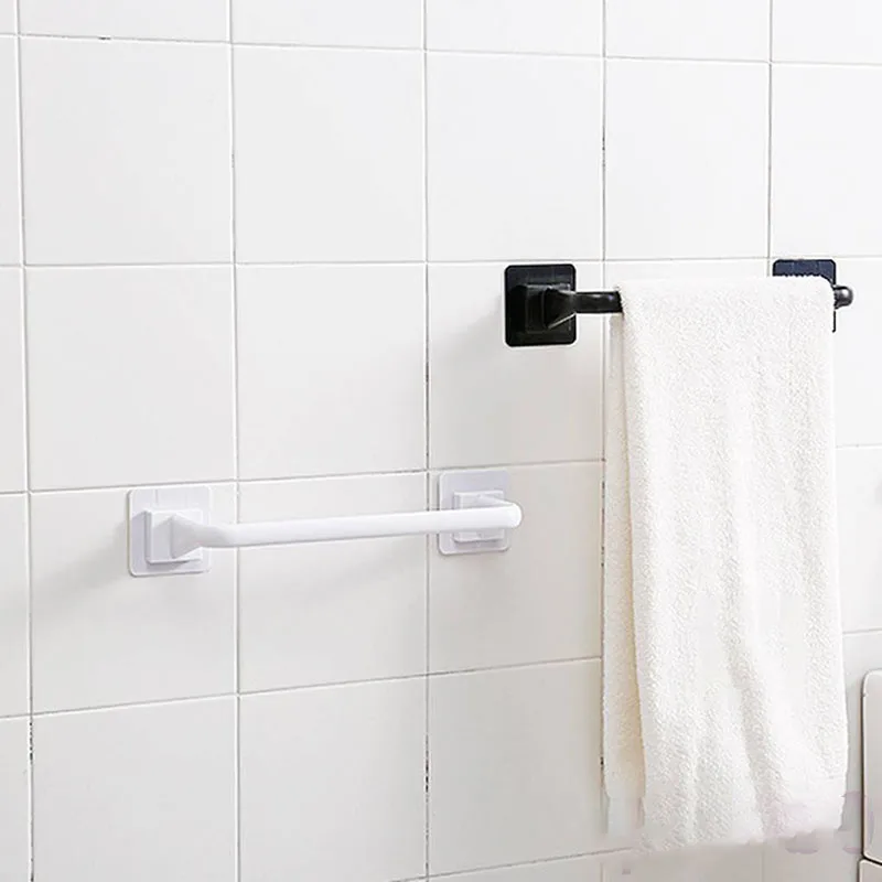 Self-adhesive Bathroom Towel Bar Towel Wall Mounted Towel Hanger Holder Rack Shelf Shoes Holder Hanging Finishing Towel Rack