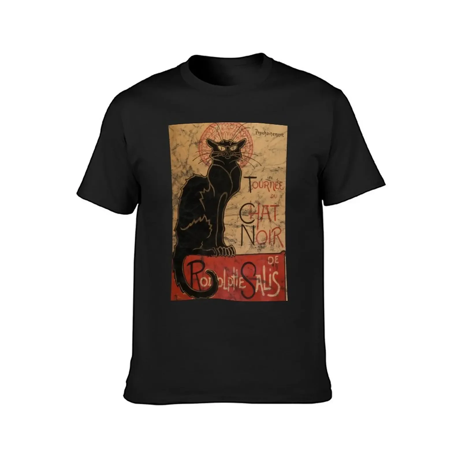 La tournée du Chat Noir Iconic Art Nouveau Distressed Look T-Shirt gifts for boyfriend plain blacks workout shirts for men